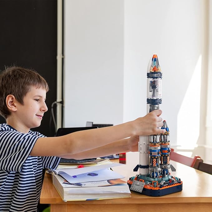 JOJO&Peach Space Exploration Rocket Building Toys, Collectible Display Model Set, Ideas Gift for Adults Boys Girls Age 8+(863 Pieces)