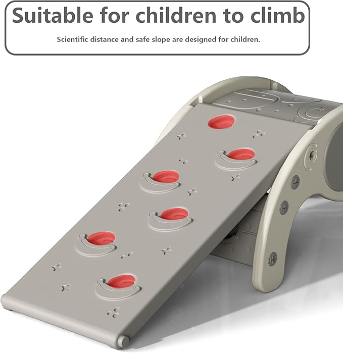 Children's Indoor Climbing Slideway Swing Playground 4-in-1 Function: Slide, Rock Climbing, Balance Board and Cradle Safe and Solid Montessori Toys White(2 Climbing Frame+3 Sliding Plate)