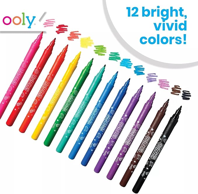 Ooly Yummy Yummy Scented Washable Markers Set of 12 - Scented Markers in 12 Classic Colors