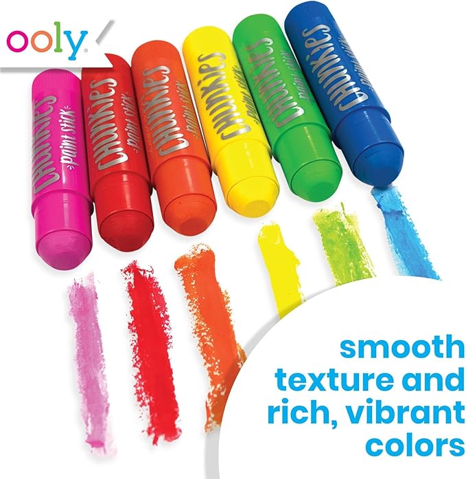 Ooly Chunkies 12 Mess Free Paint Sticks For Kids, Tempera Paint Sticks Kid Safe Colors, No Mess Quick Drying Art Supplies for Toddlers and Kids