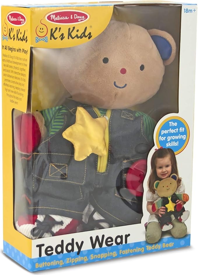 Melissa & Doug Teddy Wear: K's Kids Series Plush Bundle with 1 Theme Compatible M&D Scratch Art Mini-Pad (09169)