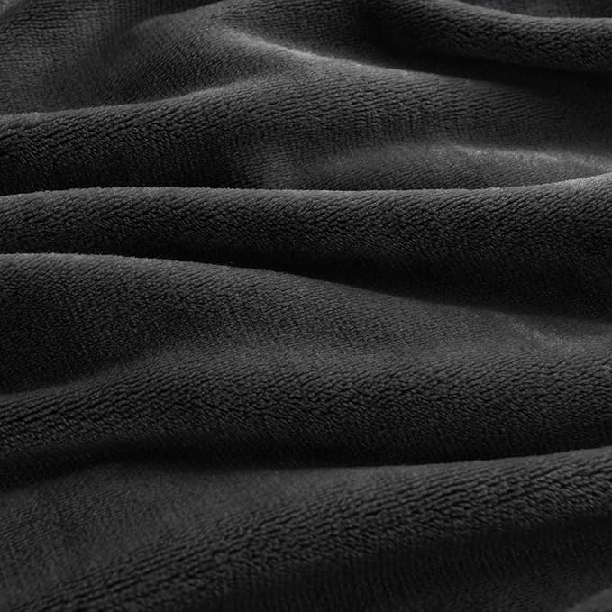 CozyLux Fleece Bed Blankets Throw XL Size Black - 300GSM Soft Lightweight Cozy Plush Fuzzy Microfiber Flannel Blanket for Travel Camping Chair and Sofa, 50x70 inches