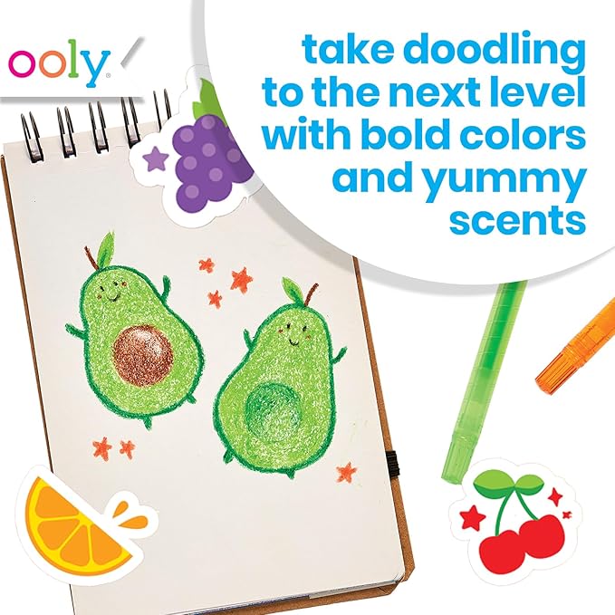 Ooly Yummy Yummy Twist Up Scented Crayons with Fruit Scents, Twist the Barrel for More Crayon, Non-Toxic Wax Crayons for Art Supplies - Twist-Up & Scented