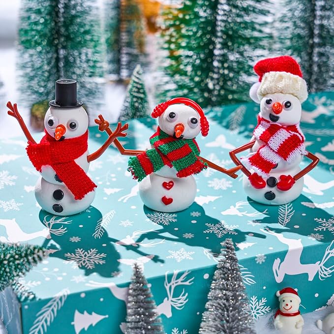 JOYIN Christmas Build Your Snowman Craft Kit, 9 Pack DIY Snowman Christmas Craft Kit for Christmas Party Favor, School Arts and Craft Activities, Xmas Gift Stocking Stuffers for Kids, Holiday Presents