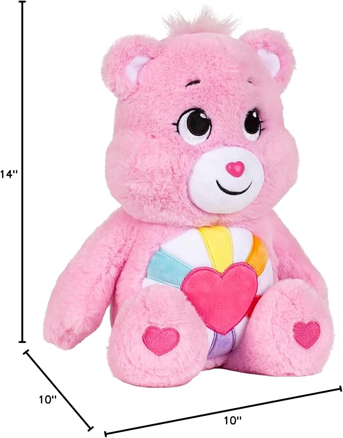 Care Bears 14" Hopeful Heart Bear Plushie - Medium Size - Pink Plush for Ages 4+ – Perfect Stuffed Animal Holiday, Birthday Gift, Super Soft and Cuddly – Gift for Girls and Boys, Collectors