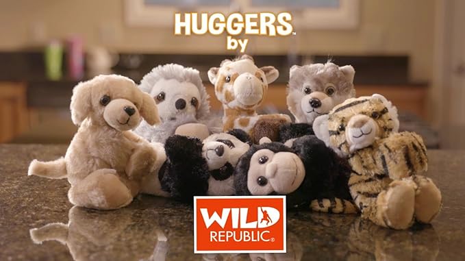 Wild Republic Huggers Wolf Plush Toy, Slap Bracelet, Stuffed Animal, Kids Toys (19556), 5"