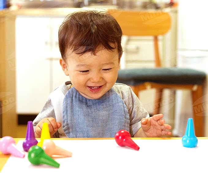 MiMoo 12 Colors Paint Crayons Painting Pencil Sticks Washable for Toddlers, Kids, Children, Boys and Girls, Safety and Non-Toxic Stackable Crayons