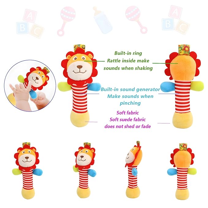 Wrist Rattles Foot Finder Rattle Toy for 0-4 Months Baby, Feet Leg Ankle Socks Arm Hand Bracelet Shaker for 4-8 Months Infant boy & Girl, Gift Set for 0-1 Years Newborn Babies (5 pcs-B)