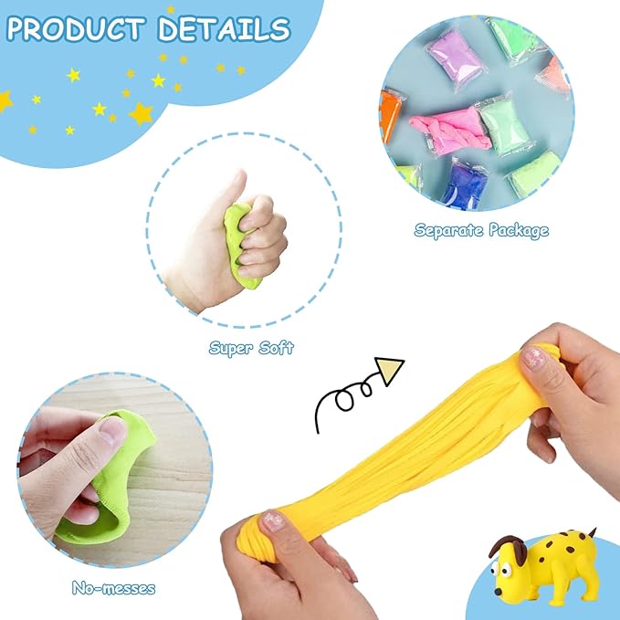 Modeling Clay Kit - 50 Colors Air Dry Magic Clay, DIY Molding Clay with Sculpting Tools, Soft & Ultra Light, Arts and Crafts Gift for Boys & Girls Age 3-12 Year Old