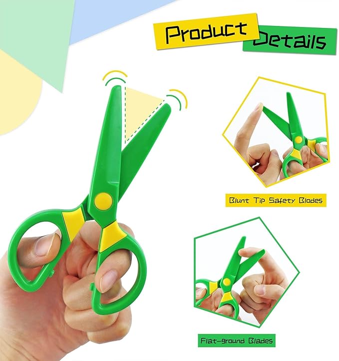 JIALEEY Plastic Child-Safe Scissor Set, Toddlers Training Scissors, Pre-School Training Scissors and Children Art Supplies(3pcs) Multicolored