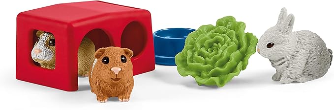 Schleich Farm World 14-piece Rabbit and Guinea Pig Hutch Toy Set with Animal Figures for Kids Ages 3-8, 5.7 x 19 x 11.5 cm