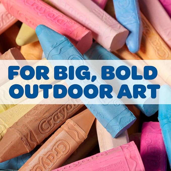 Crayola Washable Chalk Collection, 130 Anti-Roll Chalk Sticks, Bulk Sidewalk Chalk, Outdoor Chalk for Kids, Outdoor Toys for Kids