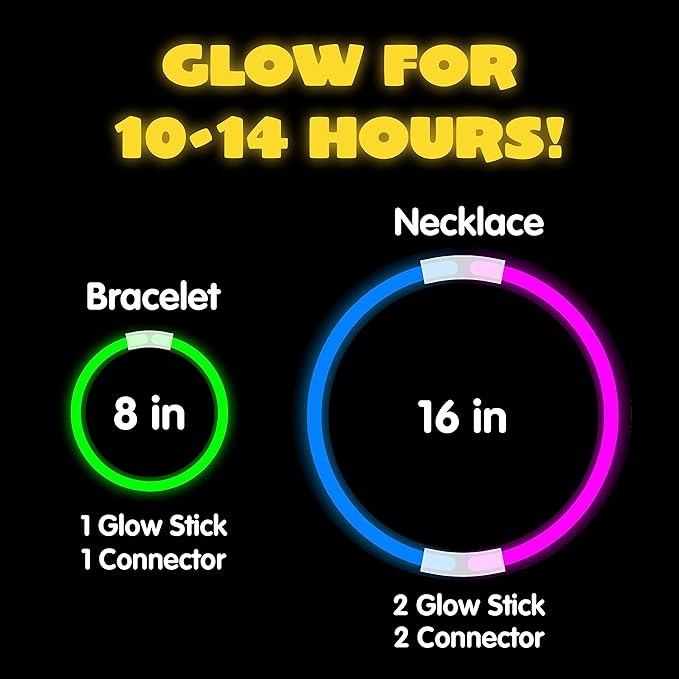 JOYIN 600 Pcs 8" Glowsticks, Bracelets Necklaces, Glow in the Dark Party Favors, Easter, Christmas, Halloween Supplies Pack, Football Party Supplies