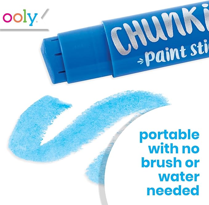 Ooly Chunkies 12 Mess Free Paint Sticks For Kids, Tempera Paint Sticks Kid Safe Colors, No Mess Quick Drying Art Supplies for Toddlers and Kids
