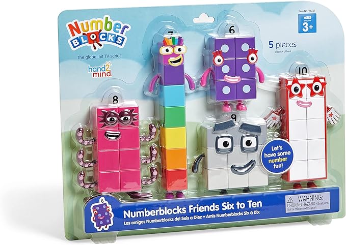 hand2mind Numberblocks Friends Six to Ten Figures, Cartoon Action Figure Set, Toy Figures, Play Figure Playsets, Small Figurines for Kids, Number Toys, Math Toys, Stocking Stuffers for Kids 3-5