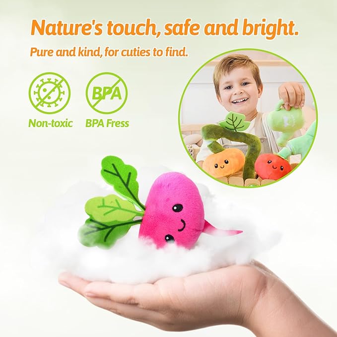 OUOZZZ Baby Garden Toys Set for 1 Year Old Boys and Girls Gifts, Sensory Box for Toddlers 1-3 Plush Fruit and Vegetables Carrot Toys - First Birthday Gifts