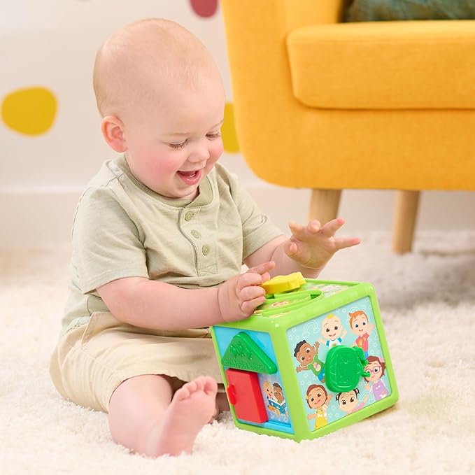 Just Play CoComelon 6-inch Busy Block, Educational and Early Learning Activity Cube, Kids Toys for Ages 06 Month