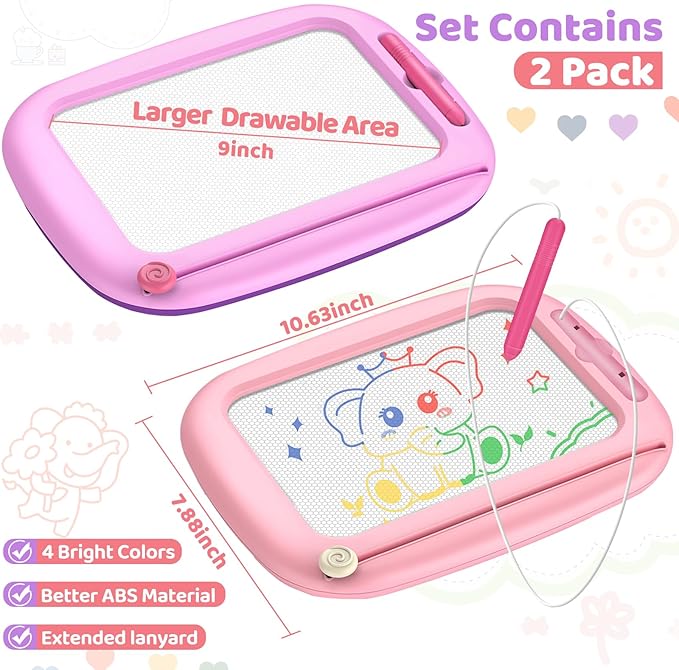 Officygnet Toddler Toys for 1 2 3 Year Old Girls, 2 Pack Magnetic Drawing Board for Kids, Doodle Board for Toddler 1-2 & 2-3, Learning Toys for Toddler Age 1-3, Christmas Birthday Gifts for Baby Girls