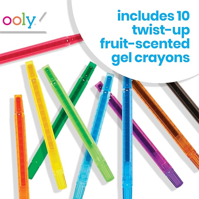 Ooly Yummy Yummy Twist Up Scented Crayons with Fruit Scents, Twist the Barrel for More Crayon, Non-Toxic Wax Crayons for Art Supplies - Twist-Up & Scented