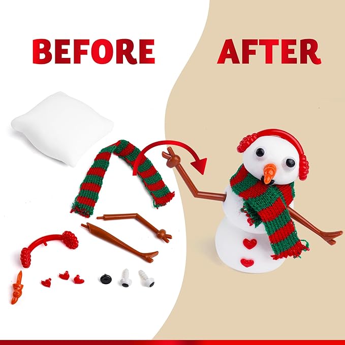 JOYIN Christmas Build Your Snowman Craft Kit, 9 Pack DIY Snowman Christmas Craft Kit for Christmas Party Favor, School Arts and Craft Activities, Xmas Gift Stocking Stuffers for Kids, Holiday Presents