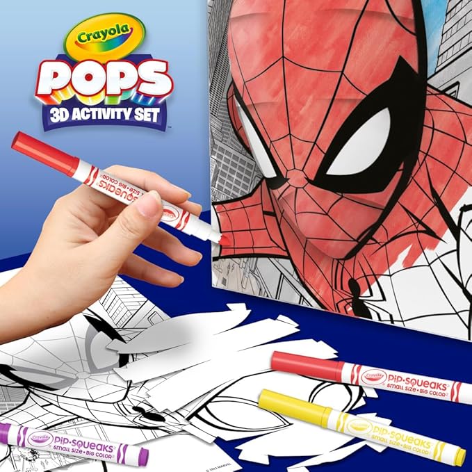Crayola POPs 3D Kids Art Set, Spiderman Coloring Book Alternative, Gift for Boys & Girls, Ages 5+