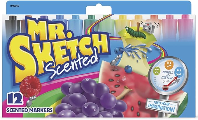 Mr. Sketch Scented Markers, Chisel Tip Marker, Assorted Colors, 12 Count
