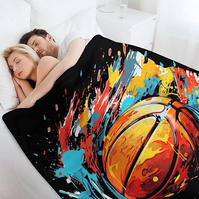 Custom Basketball Blanket - Soft Flannel Sports Basketball Blankets for Girls Boys Kids Pet Basketball Lovers - Warm Basketball Throw Blankets for All Season Sofa Lap, Chair - 40"x30"