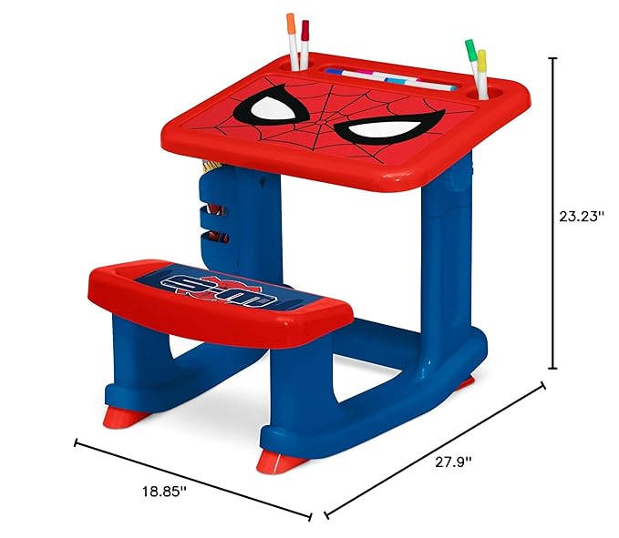 Spider-Man Draw and Play Desk by Delta Children – Includes 10 Markers and Coloring Book, Blue