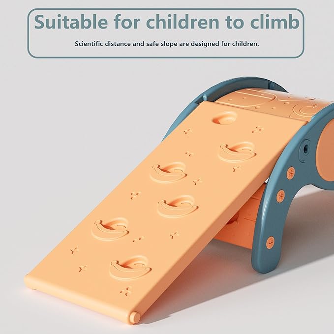 Children's Indoor Climbing Slideway Swing Playground 4-in-1 Function: Slide, Rock Climbing, Balance Board and Cradle Safe and Solid Montessori Toys Blue(1 Climbing Frame+1 Sliding Plate)