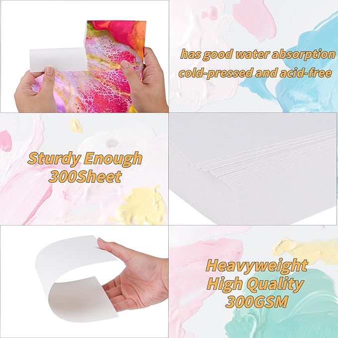 300 Sheets Cotton Watercolor Paper Bulk -140LB/300GSM Art Paper-8.5 x 11 inch Painting & Craft Paper, Finger Paints, Watercolor, Tempera, Drawing, Art Room & Home School Crafts