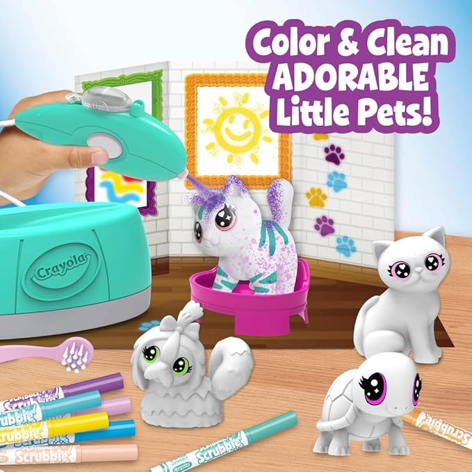 Crayola Scribble Scrubbie Pets Spray Boutique, Airbrush Art Set for Kids, Toddler Animal Toys, Gifts for Girls & Boys, 3+