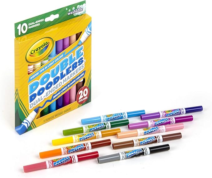 Crayola Dual-Tip Washable Markers, Broad Line & Chisel Tip, 10 Count