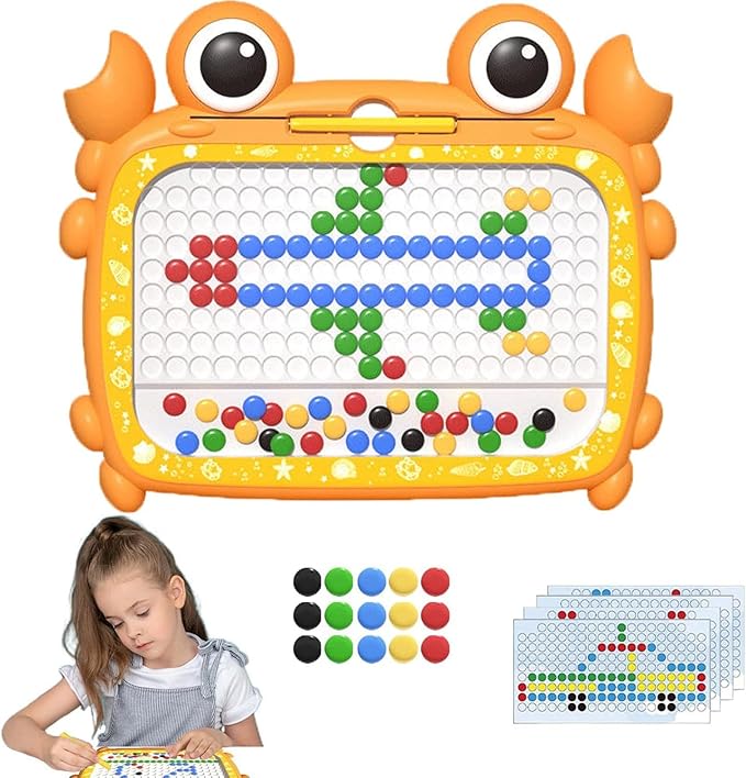 Magnetic Dots Board, Magnetic Drawing Board for Toddlers 1-3, Magnetic Drawing Board for Kids, Magnetic Dot Art with Magnetic Pen, Magnetic Tablet Toy (Orange)