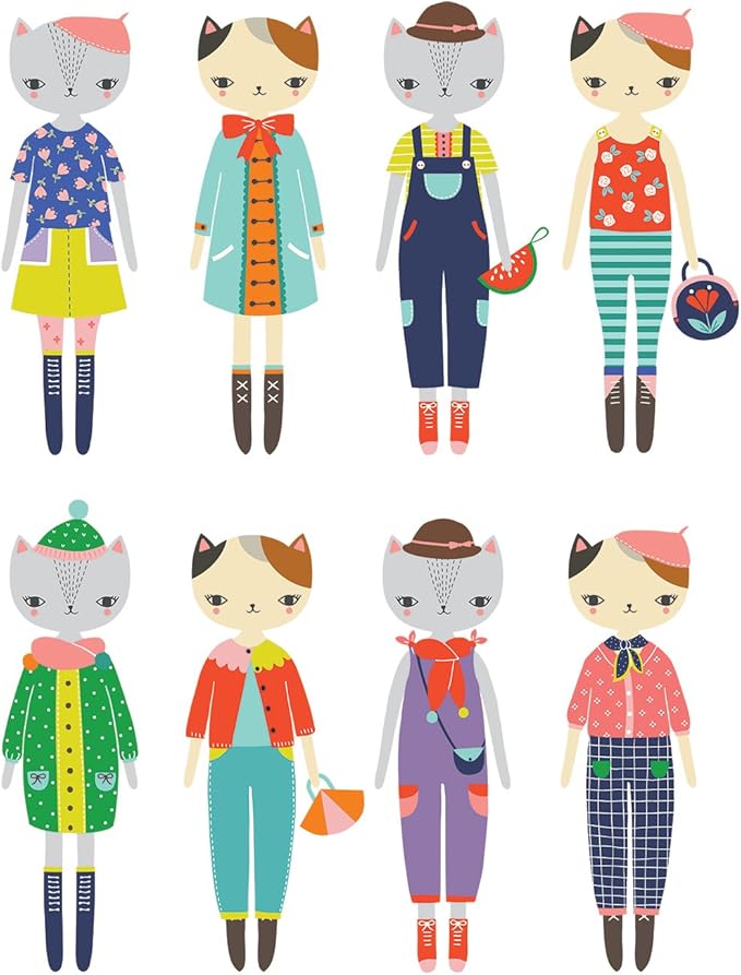 Mudpuppy Cat Fashion Magnetic Figures, 6 x 8 x 1",for 72 months to 120 months