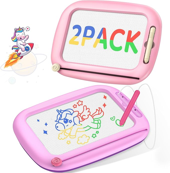 Officygnet Toddler Toys for 1 2 3 Year Old Girls, 2 Pack Magnetic Drawing Board for Kids, Doodle Board for Toddler 1-2 & 2-3, Learning Toys for Toddler Age 1-3, Christmas Birthday Gifts for Baby Girls