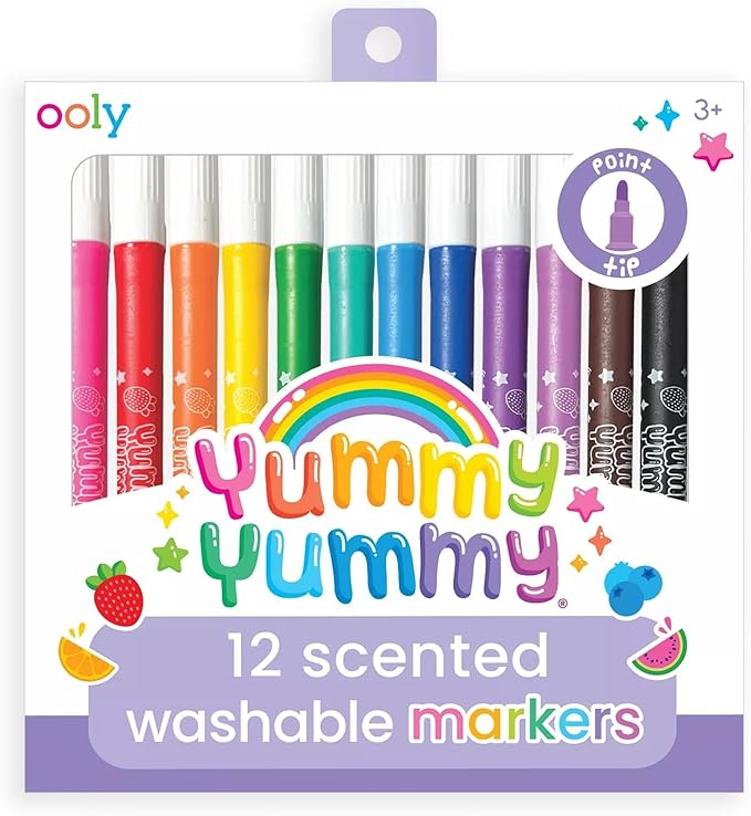 Ooly Yummy Yummy Scented Washable Markers Set of 12 - Scented Markers in 12 Classic Colors