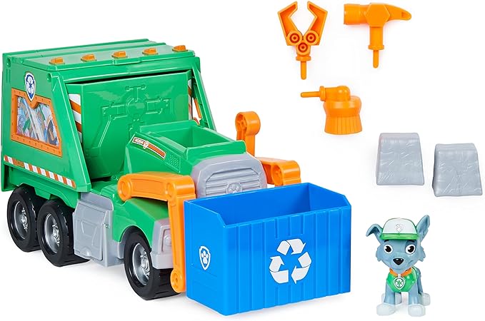 Paw Patrol, Rocky’s Reuse It Deluxe Truck with Collectible Toy Figure and 3 Tools, for Kids Aged 3 and up