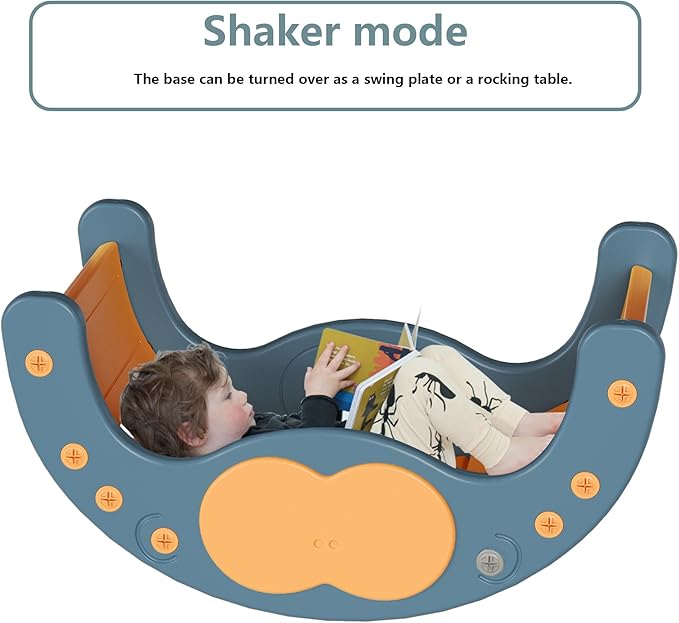 Children's Indoor Climbing Slideway Swing Playground 4-in-1 Function: Slide, Rock Climbing, Balance Board and Cradle Safe and Solid Montessori Toys Blue(1 Climbing Frame+1 Sliding Plate)