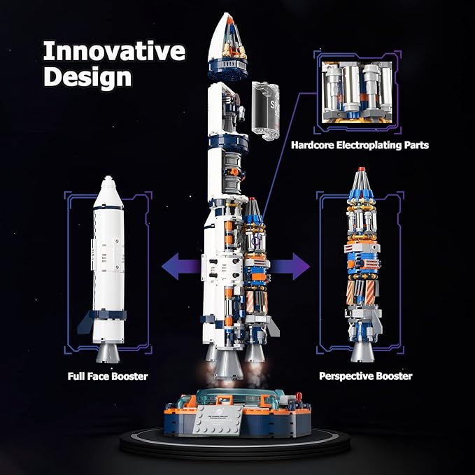 JOJO&Peach Space Exploration Rocket Building Toys, Collectible Display Model Set, Ideas Gift for Adults Boys Girls Age 8+(863 Pieces)