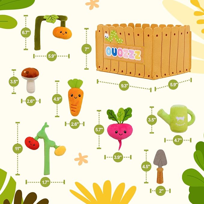 OUOZZZ Baby Garden Toys Set for 1 Year Old Boys and Girls Gifts, Sensory Box for Toddlers 1-3 Plush Fruit and Vegetables Carrot Toys - First Birthday Gifts