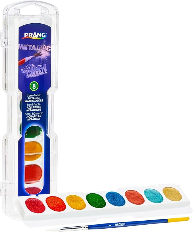 Prang Washable Watercolor Paint Set, 8 Assorted Metallic Colors, 1 Count