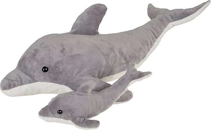Rhode Island Novelty Birth of Life Grey Dolphin Plush - 22" with 9" Baby Plush (1 Set of 2 Pcs.) - Soft and Adorable Stuffed Animal Toy, for Children, Ideal for Birthdays and Game Prize