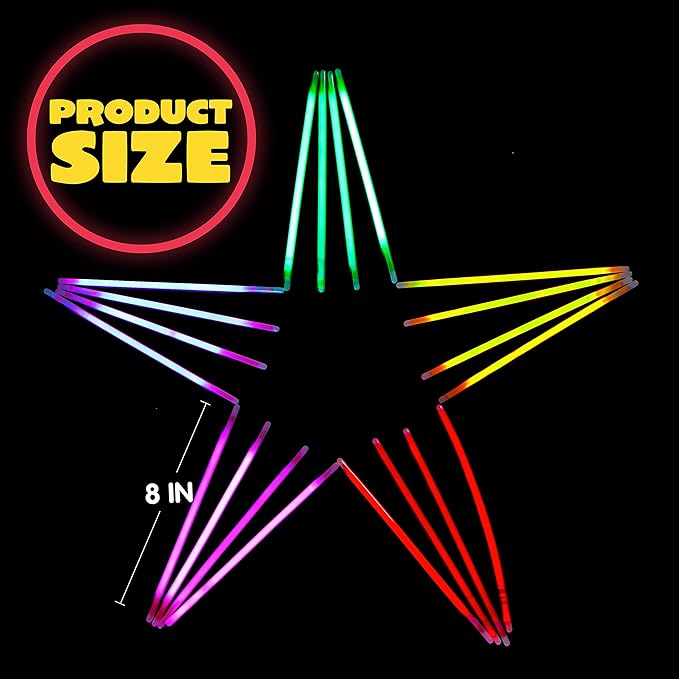 JOYIN 600 Pcs 8" Glowsticks, Bracelets Necklaces, Glow in the Dark Party Favors, Easter, Christmas, Halloween Supplies Pack, Football Party Supplies