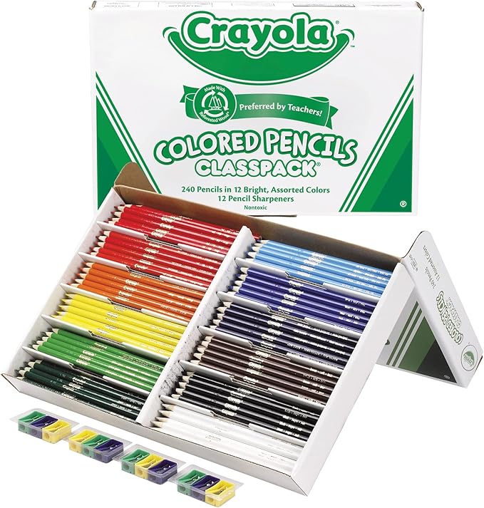 Crayola Colored Pencils Classpack (240 Ct), Bulk Classroom Supplies, Colored Pencils for School, 12 Assorted Colors, Nontoxic