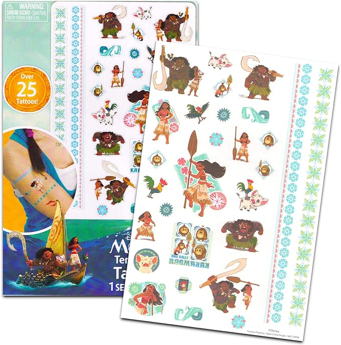 Disney Moana Coloring Book and Activity Set - Moana Coloring Book with Mess Free Marker, Stickers and Tattoos for Teens Toddlers Boys Girls Children