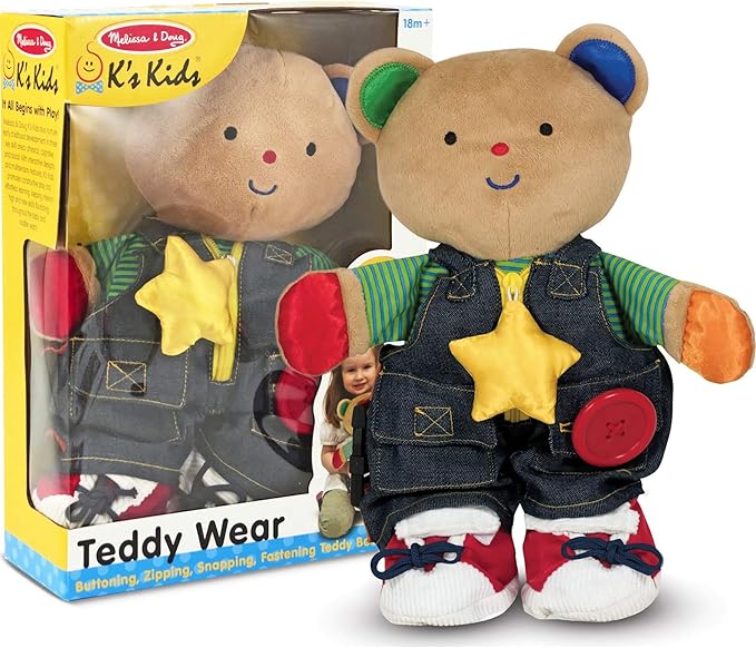 Melissa & Doug Teddy Wear: K's Kids Series Plush Bundle with 1 Theme Compatible M&D Scratch Art Mini-Pad (09169)