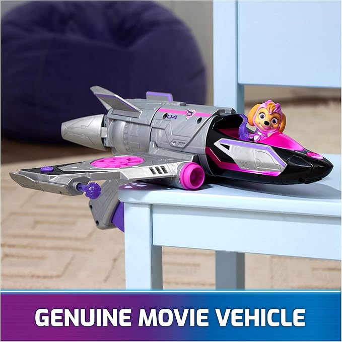 Paw Patrol: The Mighty Movie, Transforming Rescue Jet with Skye Mighty Pups Action Figure, Lights and Sounds, Kids Toys for Boys & Girls 3+