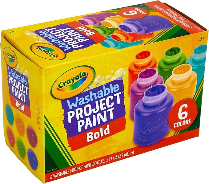 Crayola Washable Kids Paint (6ct), Paint Set for Kids, Assorted Bold Colors, Arts & Crafts Supplies for Kids, Nontoxic, Toddler Gifts