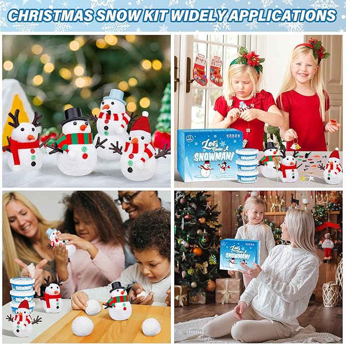 36 Pack Christmas Crafts Kit, DIY Xmas Ornaments Snowman Kit, Snowman Creative Air Dry Modeling Clay, Build a Snowman Kit Indoor Decorations, Christmas Activities Family School Events Party Supplies