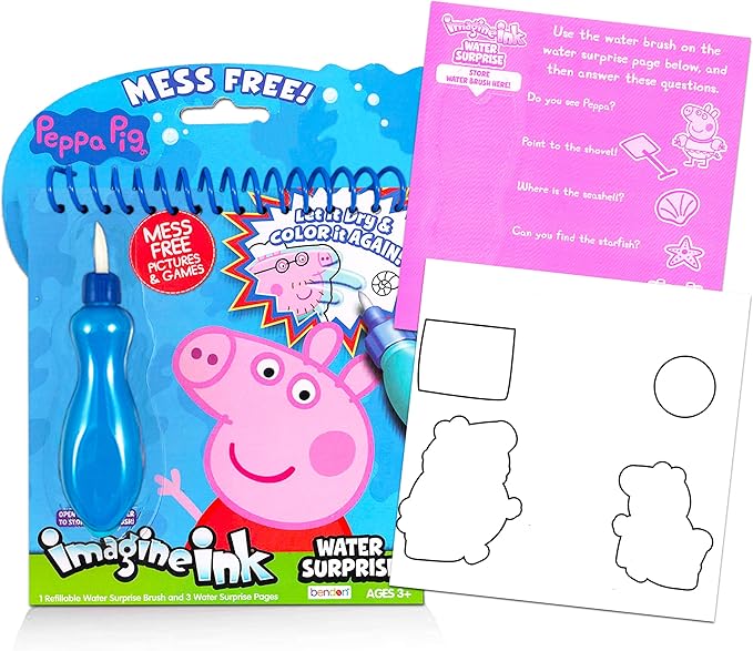 Imagine Ink Water Painting Books Set for Toddlers Kids Ages 3-5 ~ 3 Pack No Mess Paint with Water Books with Water Surprise Brushes, Mickey Mouse, Peppa Pig, Sesame Street Elmo Bundle